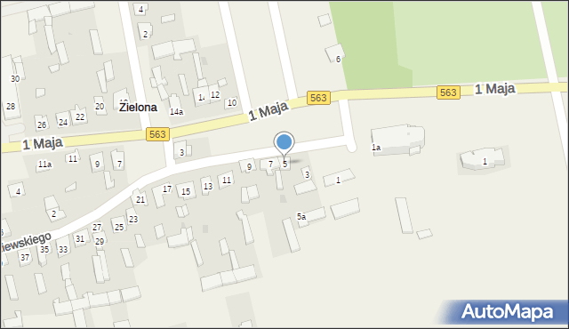 Zielona, Broniewskiego Władysława, 5, mapa Zielona