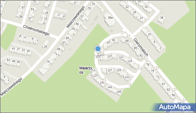 Zielona Góra, Braci Gierymskich, 101, mapa Zielona Góra