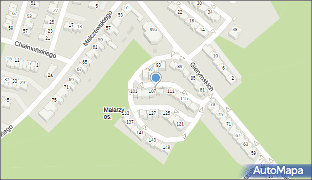 Zielona Góra, Braci Gierymskich, 109, mapa Zielona Góra