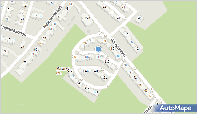 Zielona Góra, Braci Gierymskich, 111, mapa Zielona Góra