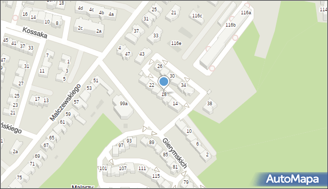 Zielona Góra, Braci Gierymskich, 18, mapa Zielona Góra