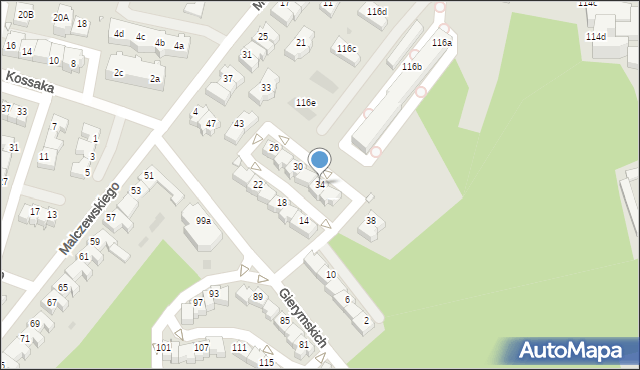 Zielona Góra, Braci Gierymskich, 34, mapa Zielona Góra