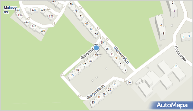Zielona Góra, Braci Gierymskich, 39, mapa Zielona Góra