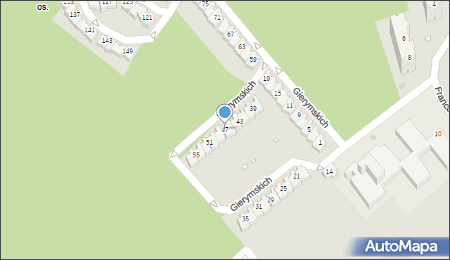 Zielona Góra, Braci Gierymskich, 47, mapa Zielona Góra