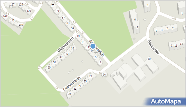 Zielona Góra, Braci Gierymskich, 7, mapa Zielona Góra