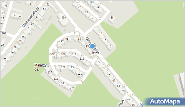 Zielona Góra, Braci Gierymskich, 81, mapa Zielona Góra