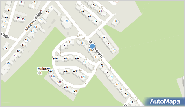 Zielona Góra, Braci Gierymskich, 83, mapa Zielona Góra