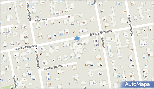 Zielonka, Brzozy-Brzeziny Ottokara, gen., 13A, mapa Zielonka