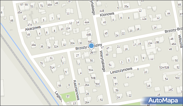 Zielonka, Brzozy-Brzeziny Ottokara, gen., 25, mapa Zielonka