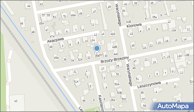 Zielonka, Brzozy-Brzeziny Ottokara, gen., 30A, mapa Zielonka