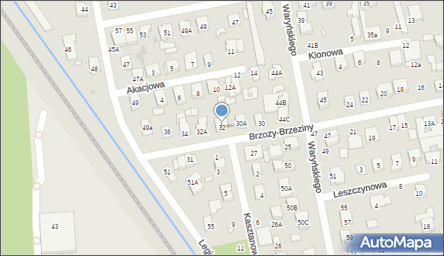 Zielonka, Brzozy-Brzeziny Ottokara, gen., 32, mapa Zielonka