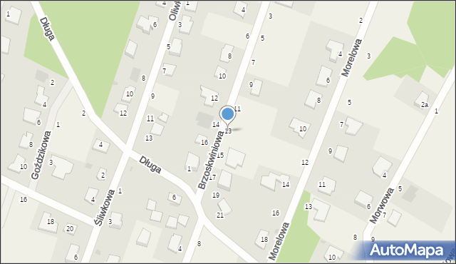 Zielonka, Brzoskwiniowa, 13, mapa Zielonka