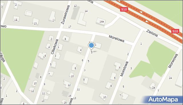 Zielonka, Brzoskwiniowa, 3, mapa Zielonka