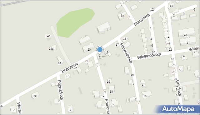 Złocieniec, Brzozowa, 21, mapa Złocieniec