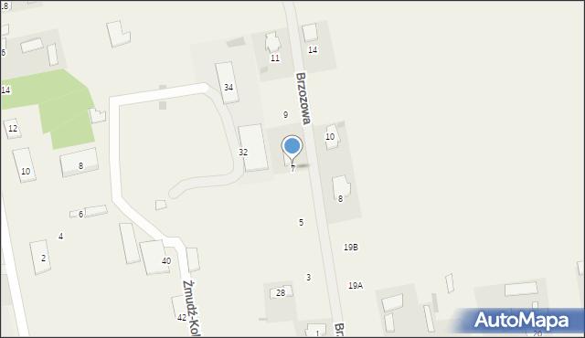Żmudź, Brzozowa, 7, mapa Żmudź