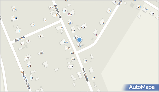 Żnin, Brzozowa, 21, mapa Żnin