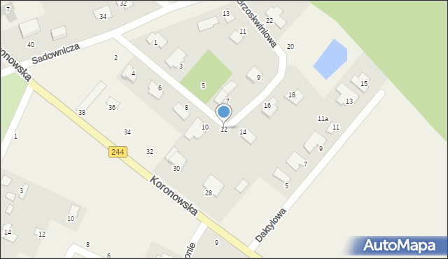 Żołędowo, Brzoskwiniowa, 12, mapa Żołędowo