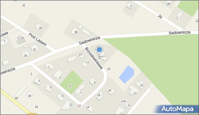 Żołędowo, Brzoskwiniowa, 22, mapa Żołędowo