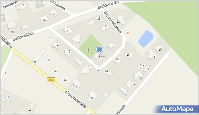 Żołędowo, Brzoskwiniowa, 7, mapa Żołędowo