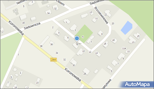 Żołędowo, Brzoskwiniowa, 8, mapa Żołędowo