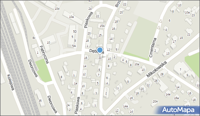 Żory, Brzozowa, 11, mapa Żor