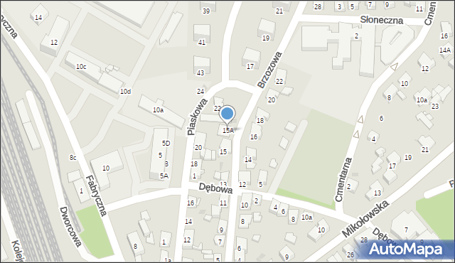 Żory, Brzozowa, 15A, mapa Żor