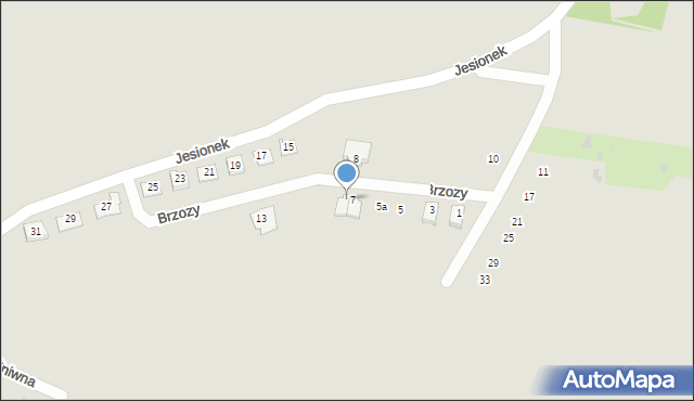 Żory, Brzozy Karola, ks., 9, mapa Żor