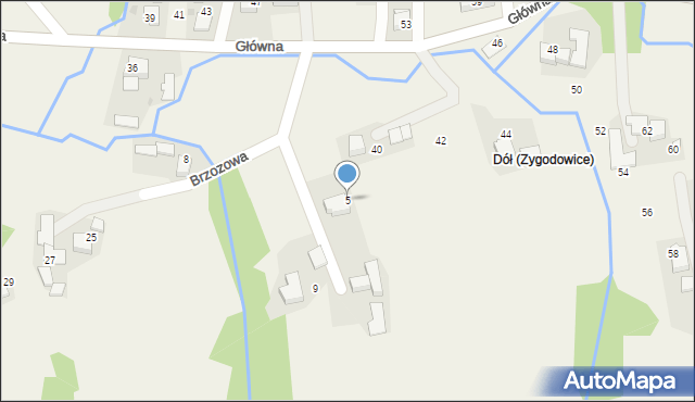 Zygodowice, Brzozowa, 5, mapa Zygodowice