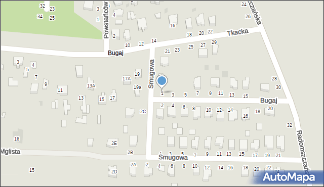 Bełchatów, Bugaj, 1, mapa Bełchatów