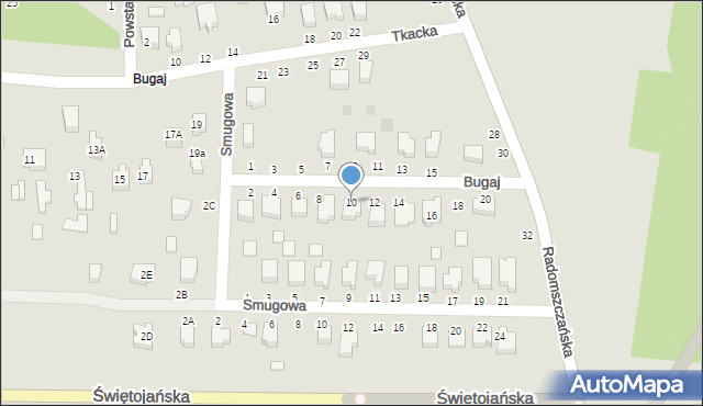 Bełchatów, Bugaj, 10, mapa Bełchatów