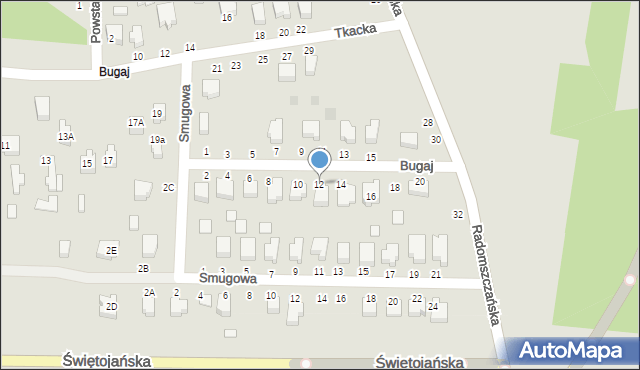 Bełchatów, Bugaj, 12, mapa Bełchatów