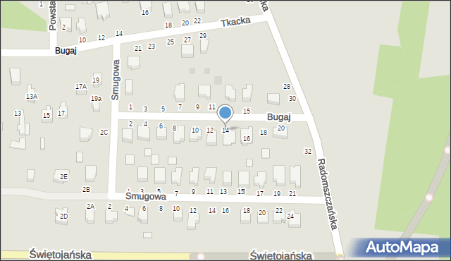 Bełchatów, Bugaj, 14, mapa Bełchatów