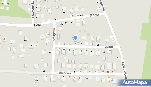 Bełchatów, Bugaj, 7, mapa Bełchatów