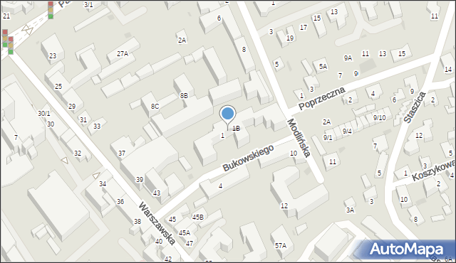Białystok, Bukowskiego Stanisława, 1A, mapa Białegostoku