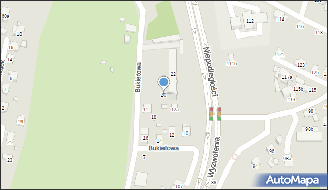 Bielsko-Biała, Bukietowa, 20, mapa Bielsko-Białej