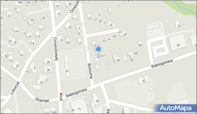 Bielsko-Biała, Bunscha Adama, 41, mapa Bielsko-Białej