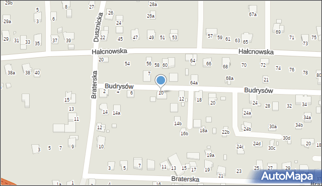 Bielsko-Biała, Budrysów, 10, mapa Bielsko-Białej