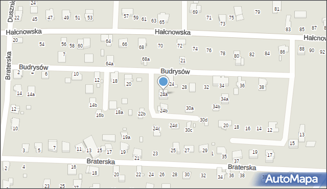 Bielsko-Biała, Budrysów, 24a, mapa Bielsko-Białej