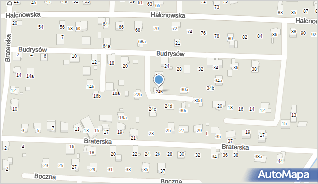 Bielsko-Biała, Budrysów, 24b, mapa Bielsko-Białej
