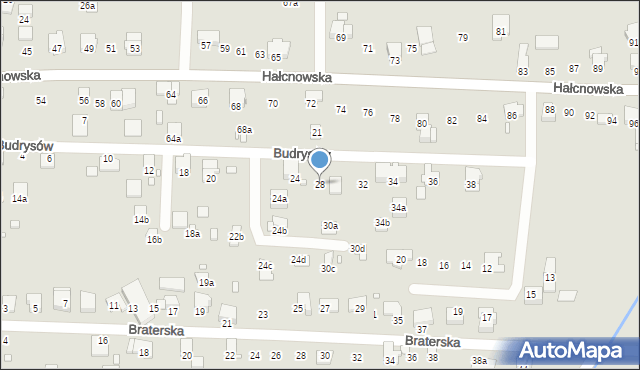 Bielsko-Biała, Budrysów, 28, mapa Bielsko-Białej