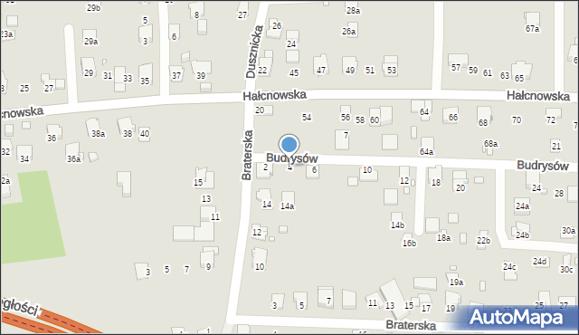 Bielsko-Biała, Budrysów, 4, mapa Bielsko-Białej