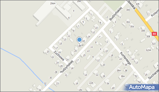 Bieruń, Budzyńskiej Justyny, 18, mapa Bieruń