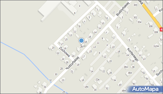 Bieruń, Budzyńskiej Justyny, 20, mapa Bieruń