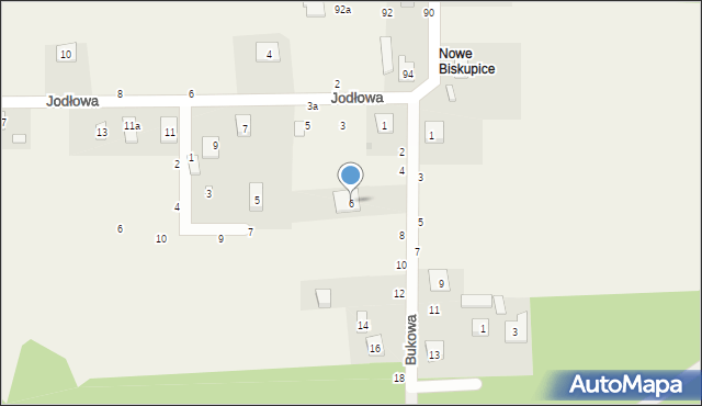 Biskupice, Bukowa, 6, mapa Biskupice
