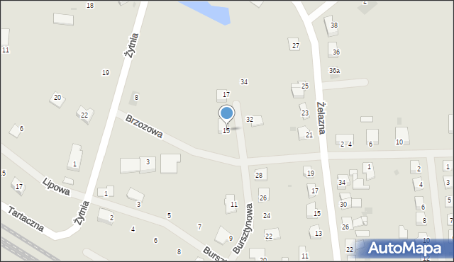 Biskupiec, Bursztynowa, 15, mapa Biskupiec