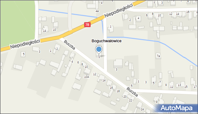 Boguchwałowice, Buczka, 1, mapa Boguchwałowice