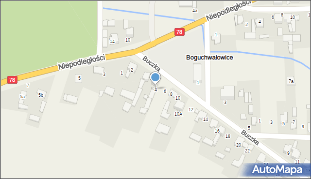 Boguchwałowice, Buczka, 4, mapa Boguchwałowice