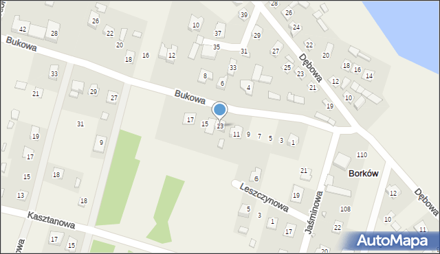 Borków, Bukowa, 13, mapa Borków