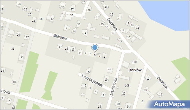 Borków, Bukowa, 5, mapa Borków