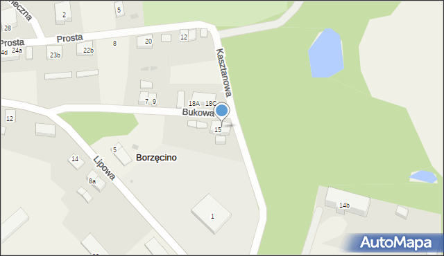 Borzęcino, Bukowa, 8, mapa Borzęcino